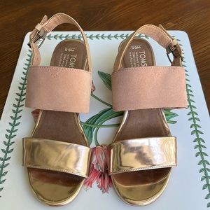 Tom’s Sandals in Blush Suede and Rose Gold Leather
